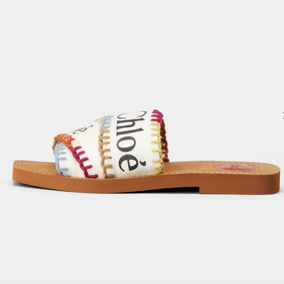 NIB $495 CHLOE Woody Logo Multicolored Stitch Sandals in size 36! - Picture 2 of 16